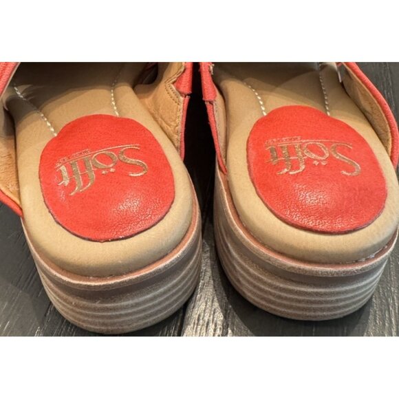 Sofft Fallon Size 7 Leather Slide Sandals Red Coral - Picture 8 of 13